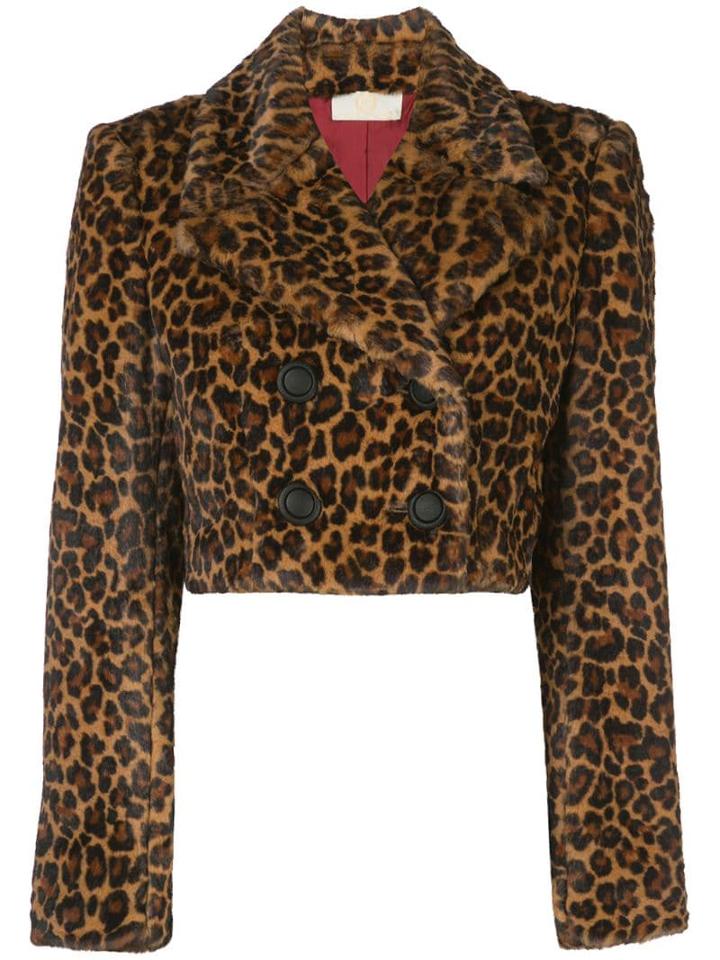 Sara Battaglia Cropped Faux-fur Jacket - Brown