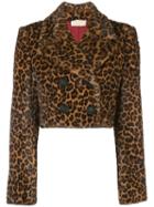 Sara Battaglia Cropped Faux-fur Jacket - Brown