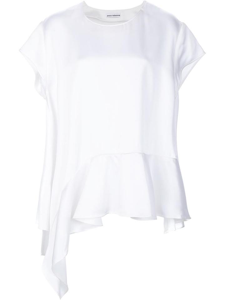 Paco Rabanne Ruffle Hem T-shirt, Women's, Size: 36, White, Acetate/viscose