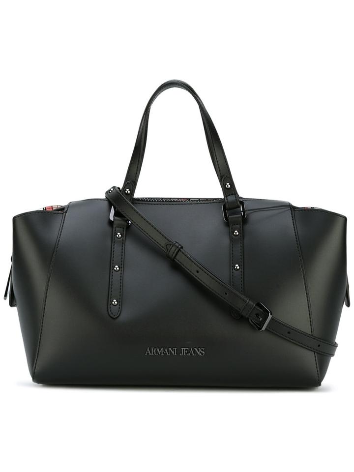 Armani Jeans - Zipped Tote - Women - Polyurethane - One Size, Black, Polyurethane