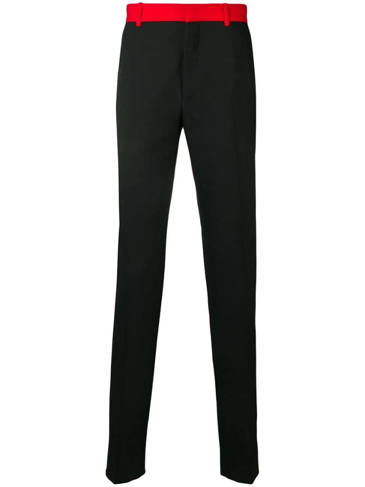 Alexander Mcqueen Contrasting Waist Tailored Trousers - Black