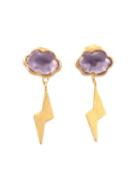 Marie Helene De Taillac Amethyst Lightning Bolt Earrings, Women's, Metallic