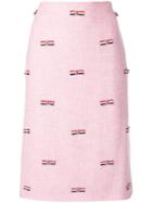 Thom Browne Rwb Bow Embroidered Pencil Skirt - Pink