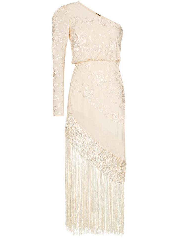 Johanna Ortiz Sevillana Tan Sonriente Fringe Dress - Neutrals