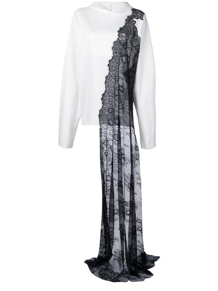 Seen Asymmetric Lace Sweater - White