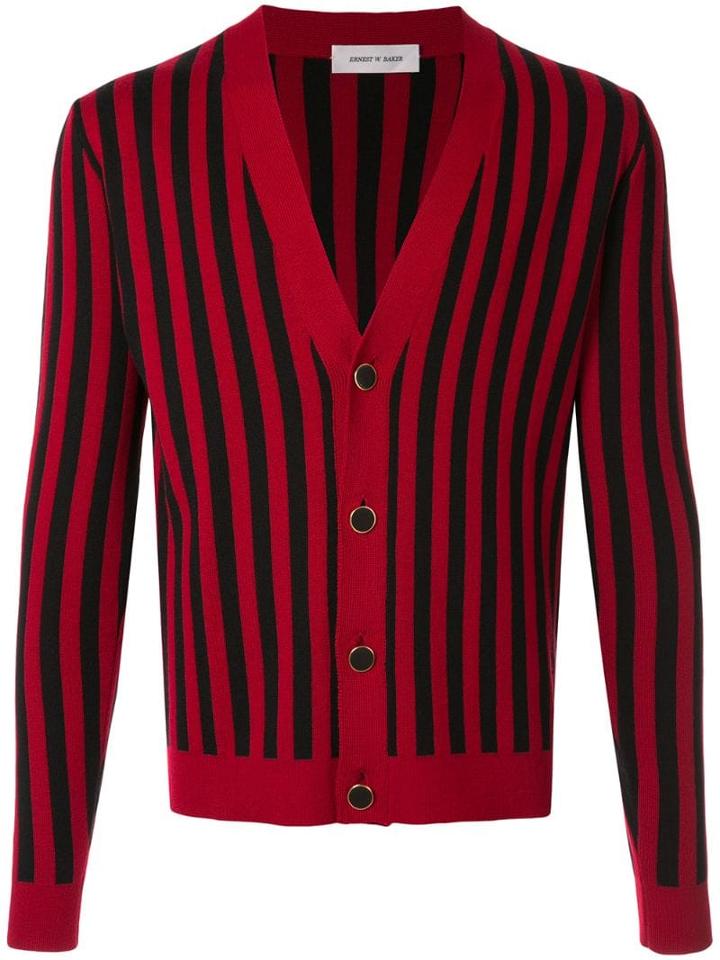 Ernest W. Baker Striped Knit Cardigan - Red
