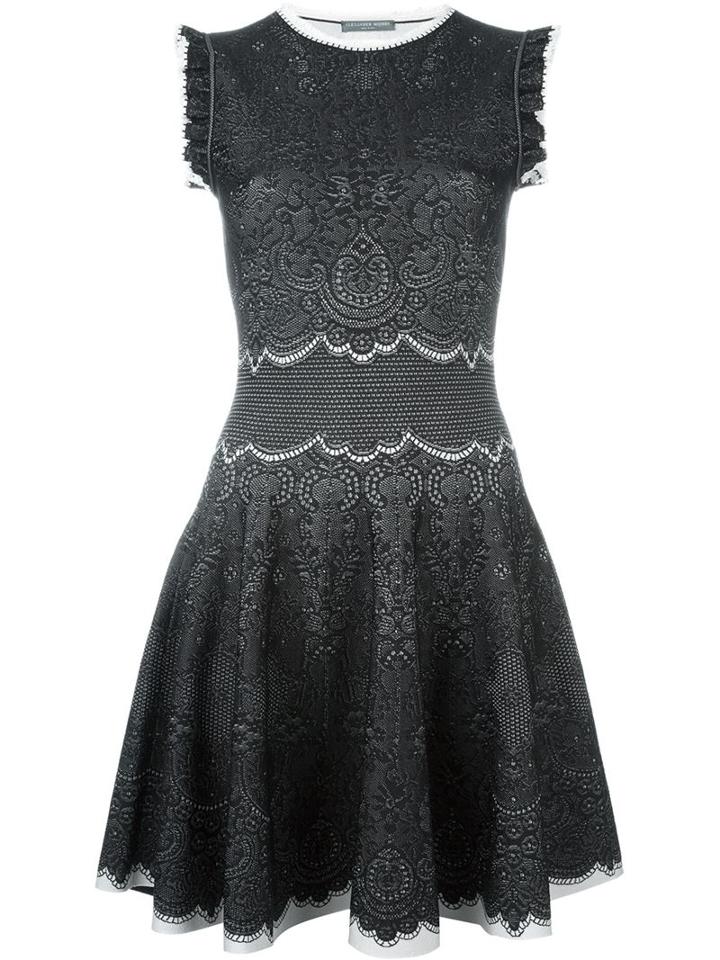 Alexander Mcqueen Flared Knit Dress, Women's, Size: Xs, Black, Viscose/silk/polyester/spandex/elastane