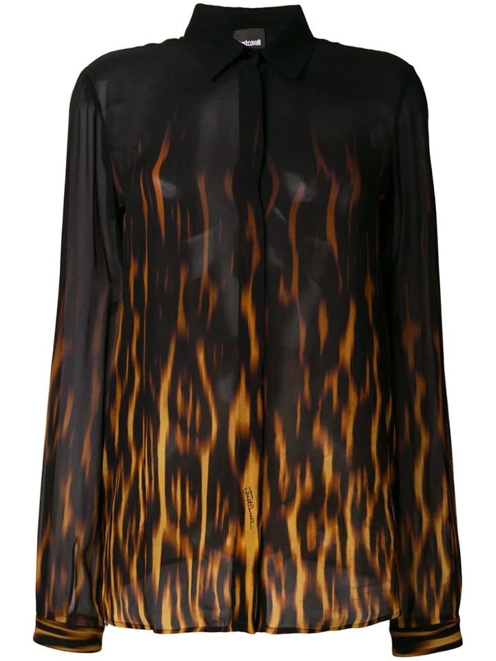 Just Cavalli Flame Print Gradient Blouse - Black