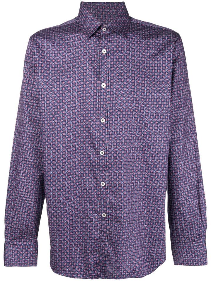 Canali Geometric Patterned Shirt - Pink & Purple