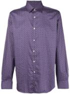 Canali Geometric Patterned Shirt - Pink & Purple