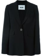 Msgm One Button Blazer, Women's, Size: 42, Black, Polyester/acetate/viscose
