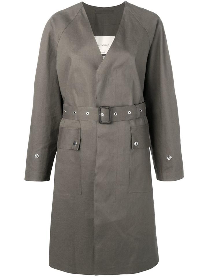 Mackintosh Taupe Bonded Cotton V-neck Coat Lr-096 - Grey