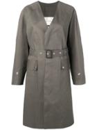 Mackintosh Taupe Bonded Cotton V-neck Coat Lr-096 - Grey