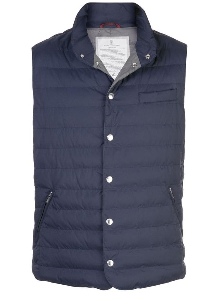 Brunello Cucinelli Padded Press-stud Gilet - Blue