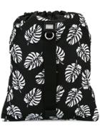 Dolce & Gabbana Palm Print Drawstring Backpack - Black