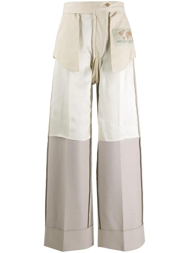 Mm6 Maison Margiela Inside-out Wide Leg Trousers - Neutrals