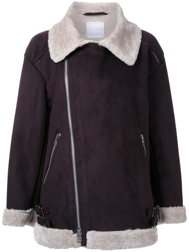 Cityshop 'big Eco Riders' Shearling Jacket, Women's, Brown, Polyester