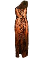 Elisabetta Franchi Sequin Asymmetrical Dress - Brown