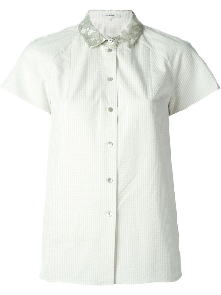 Carven Lace Collar Shirt, Women's, Size: 36, Green, Cotton/viscose/polyamide