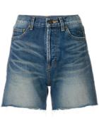 Saint Laurent Faded Mini Shorts - Blue