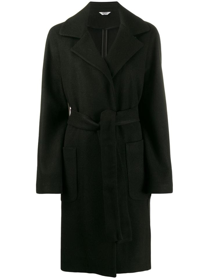 Liu Jo Tie Waist Knee-length Coat - Black
