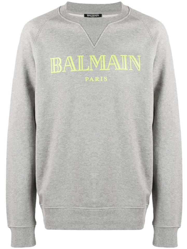 Balmain Logo Printed Sweatshirt - Grey