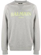 Balmain Logo Printed Sweatshirt - Grey