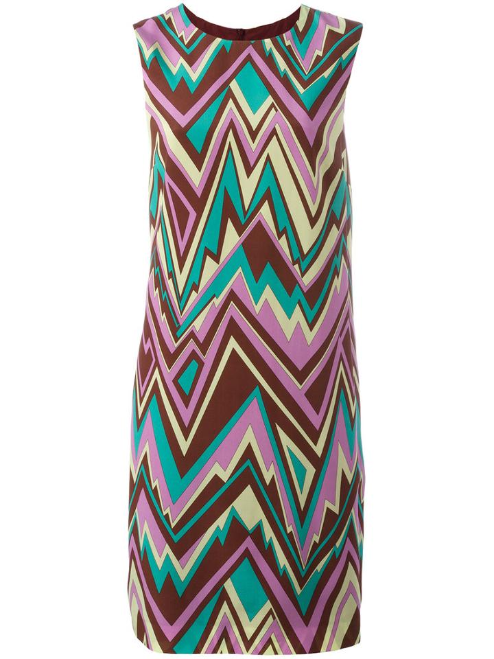 M Missoni Zig-zag Print Shift Dress, Women's, Size: 44, Red, Silk/polyester