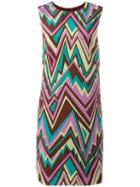 M Missoni Zig-zag Print Shift Dress, Women's, Size: 44, Red, Silk/polyester