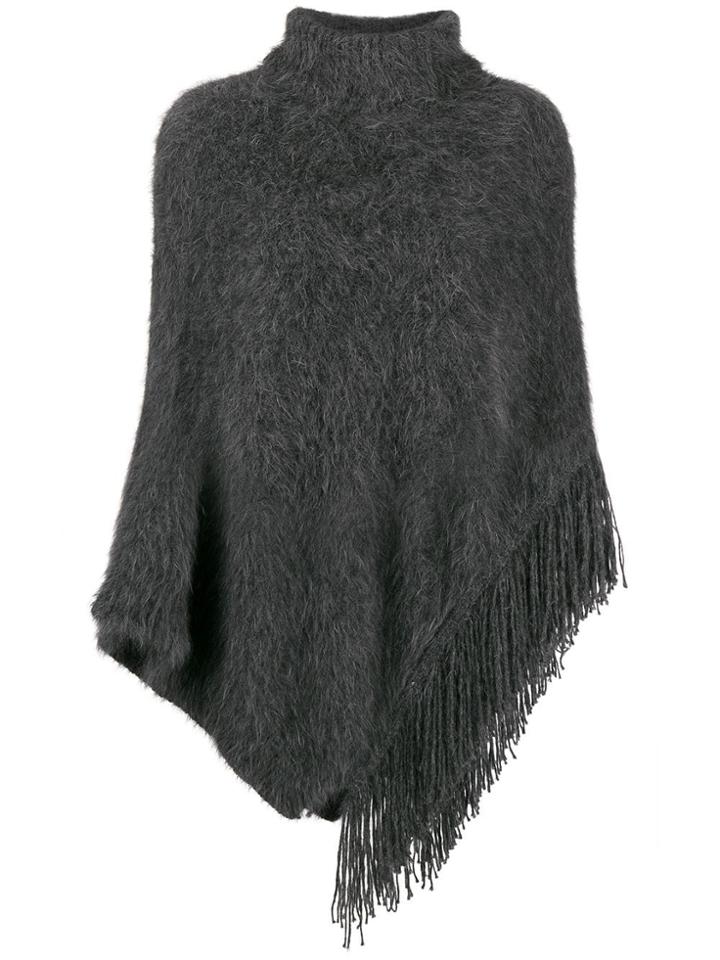 Fabiana Filippi Asymmetric Knitted Poncho - Grey