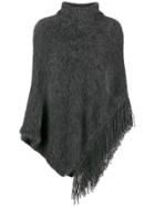 Fabiana Filippi Asymmetric Knitted Poncho - Grey