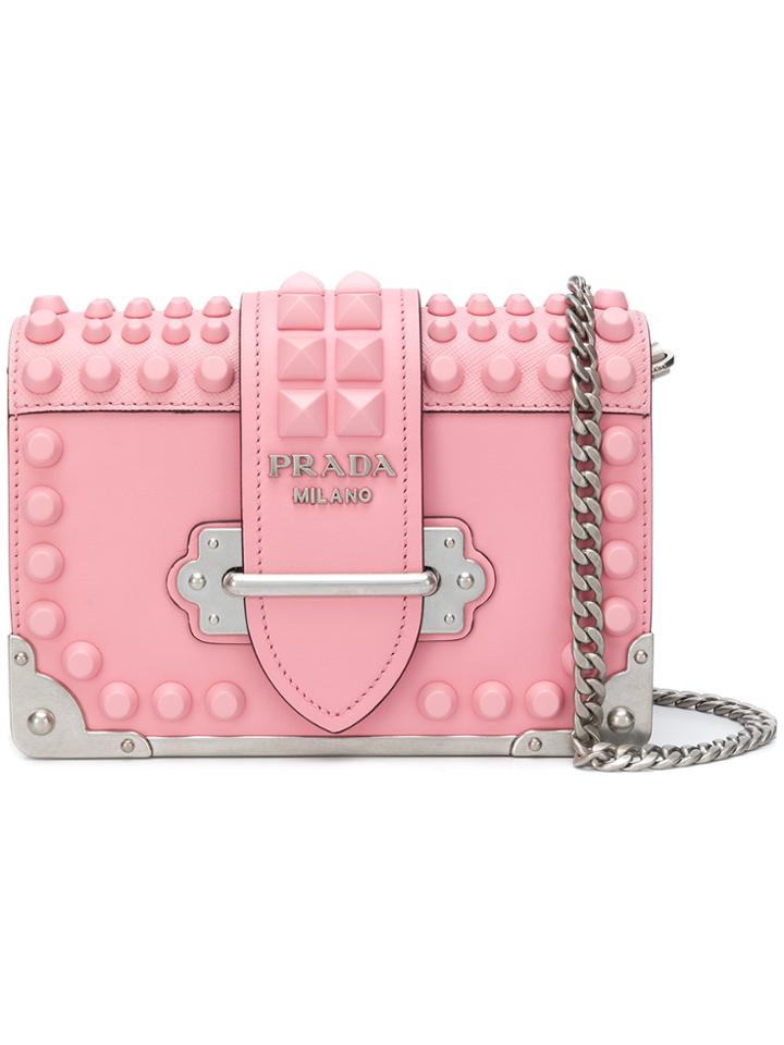 Prada Studded Saffiano Cahier Bag - Pink & Purple