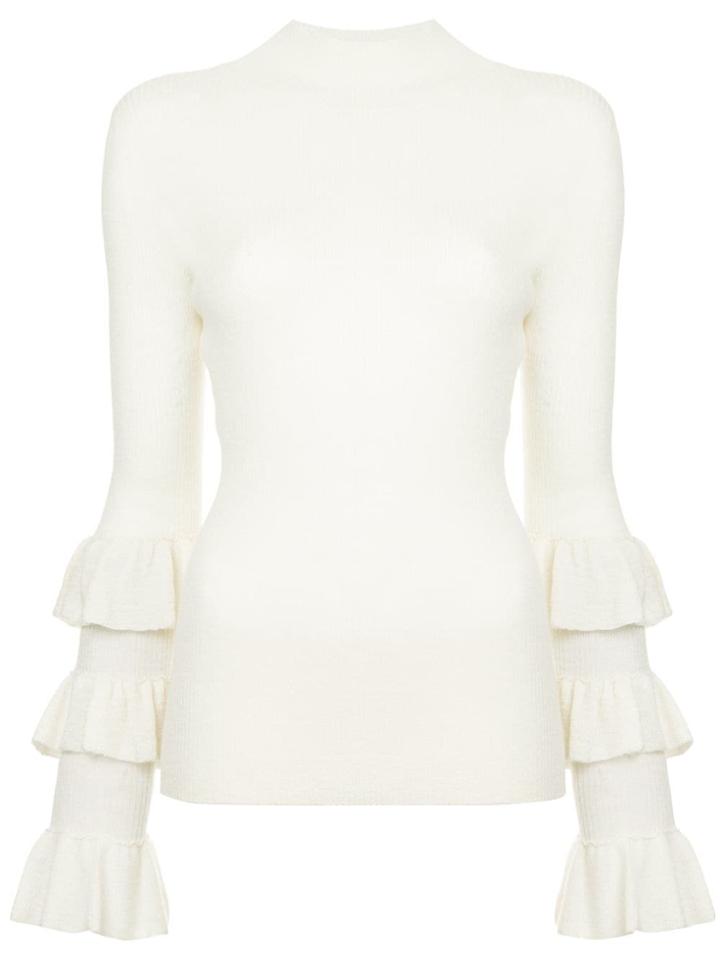 Madeleine Thompson Ruffled Sleeve Sweater - White