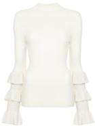 Madeleine Thompson Ruffled Sleeve Sweater - White