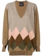 Erika Cavallini Colour-block Argyle Sweater - Brown