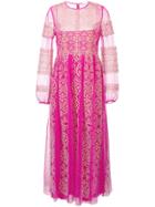 Red Valentino Lace Detail Long Tulle Dress - Pink & Purple