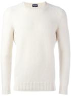 Drumohr Crew Neck Jumper, Men's, Size: 54, White, Lambs Wool