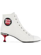 Miu Miu Club Patch Booties - White