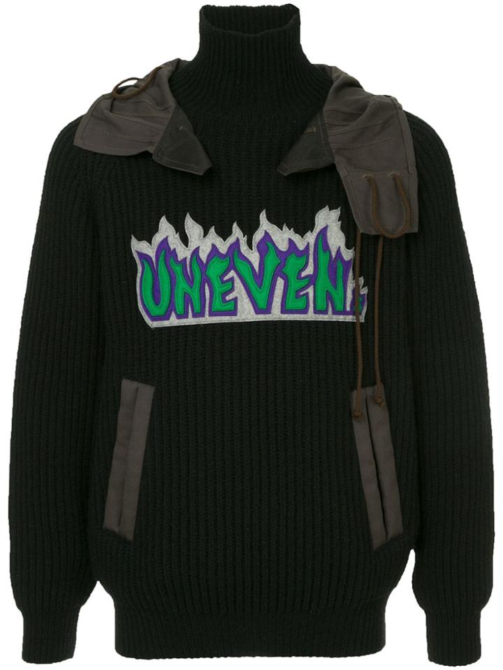 Kolor Patch Hooded Sweater - Black