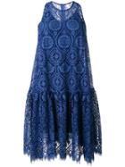Msgm Sheer Detail Flared Dress, Women's, Size: 42, Blue, Polyamide/viscose