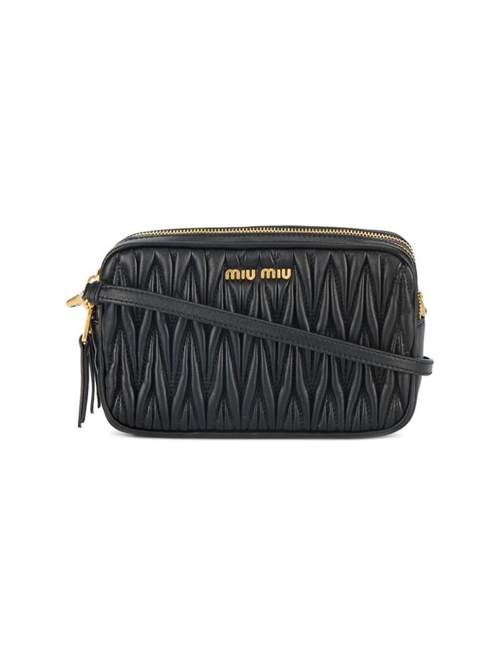 Miu Miu Small Quilted Pouch With Strap - Black