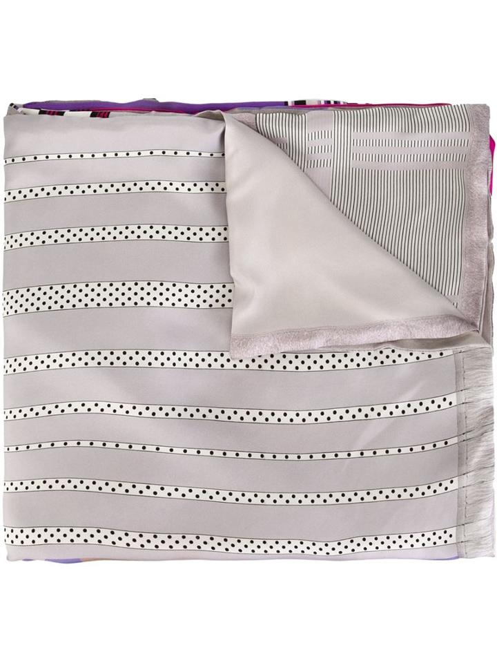 Pierre-louis Mascia Mixed-print Scarf, Women's, Grey, Silk/cotton