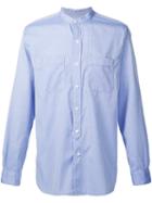 Engineered Garments Grandpa Collar Button Down Shirt, Men's, Size: Medium, Blue, Cotton