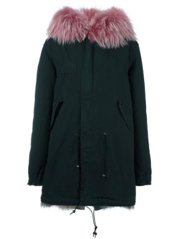 Mr & Mrs Italy Fur Lined Hooded Parka, Women's, Size: Xs, Green, Cotton/lamb Skin/fox Fur/racoon Fur