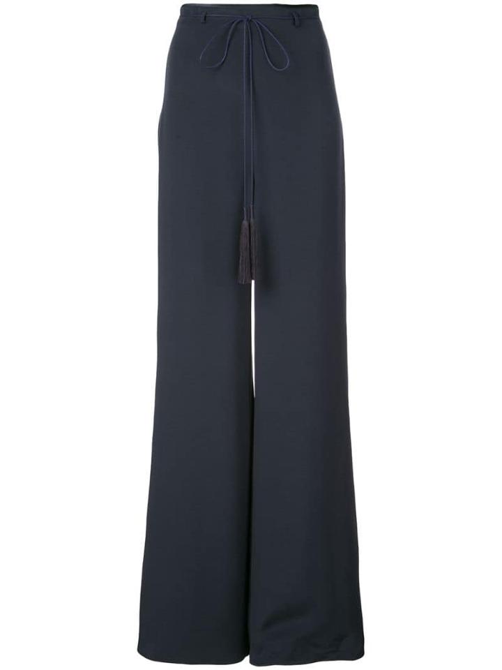 Cushnie Velvet Trim Palazzo Trousers - Blue