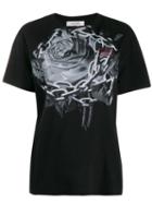 Valentino Rose Print T-shirt - Black
