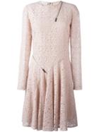 Stella Mccartney Lace Zip Detail Dress, Women's, Size: 40, Pink/purple, Silk/cotton/polyamide