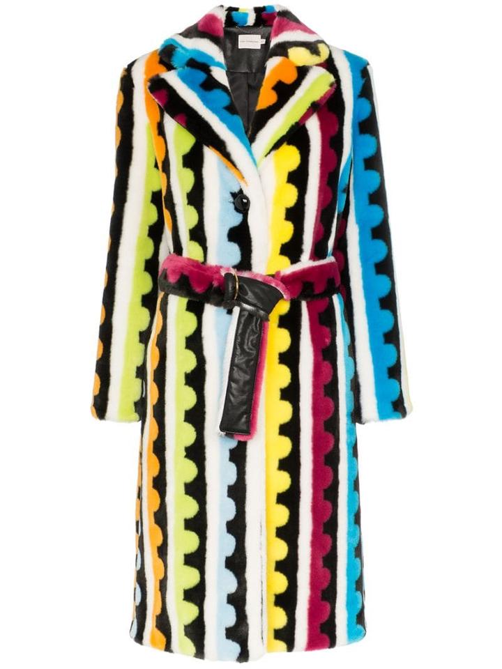 Mary Katrantzou Stokes Striped Faux Fur Coat - Multicoloured