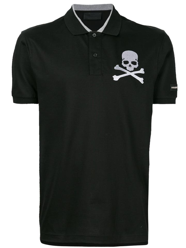 Philipp Plein Embroidered Skull Polo Shirt - Black