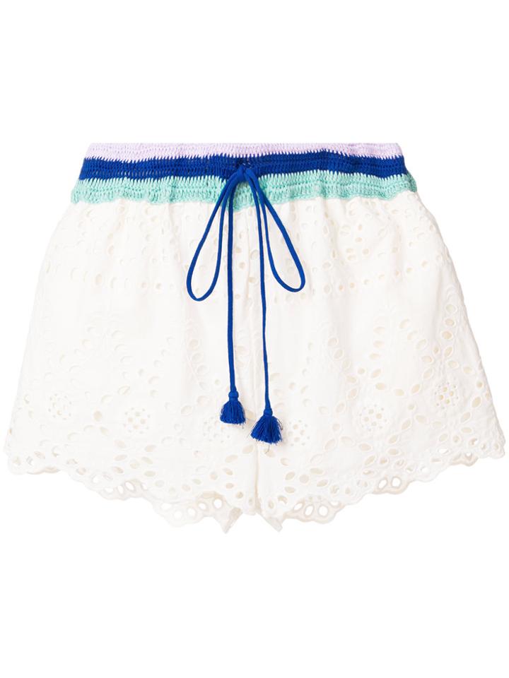 Semicouture Broderie Anglaise Shorts - Nude & Neutrals